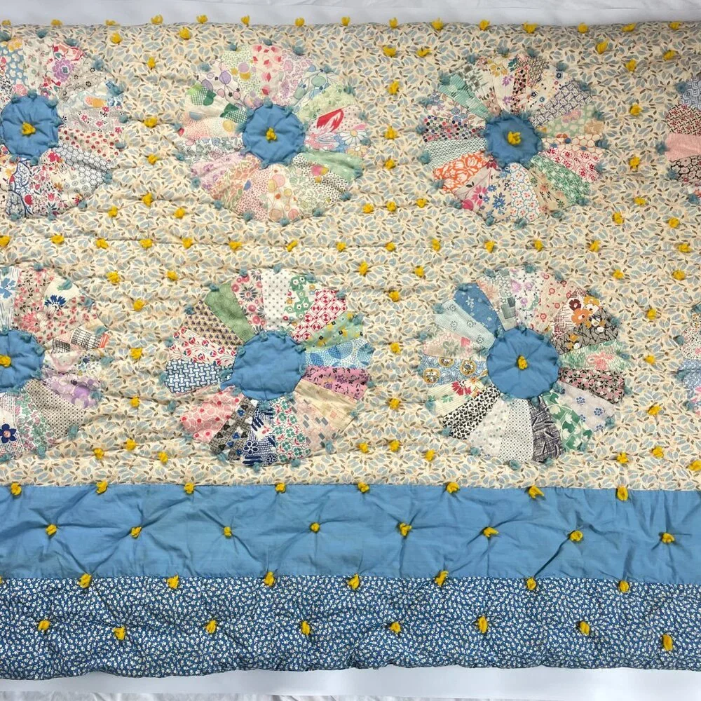 Antique 1920s Quilt Historical Society Dresden Patchwork Vintage Handmade Unique
